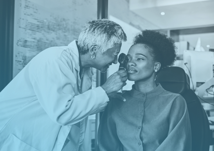 Patient with Eye Doctor